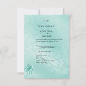 RSVP Elegant Wedding Blauwgroen Blue Aqua Swans He Kaart (Achterkant)