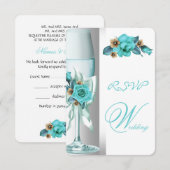 RSVP Elegant Wedding Blauwgroen White Beige Roos Kaart (Voorkant / Achterkant)