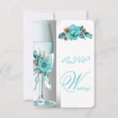 RSVP Elegant Wedding Blauwgroen White Beige Roos Kaart (Voorkant)