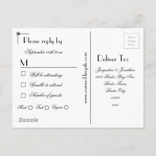 RSVP Elegant Wedding Persoonlijke namen Roze RSVP Uitnodiging Briefkaart (Achterkant)