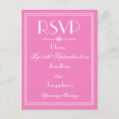 RSVP Elegant Wedding Persoonlijke namen Roze RSVP Uitnodiging Briefkaart (Voorkant)