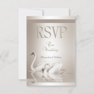 RSVP Elegant Wedding Swans Damask Cream White