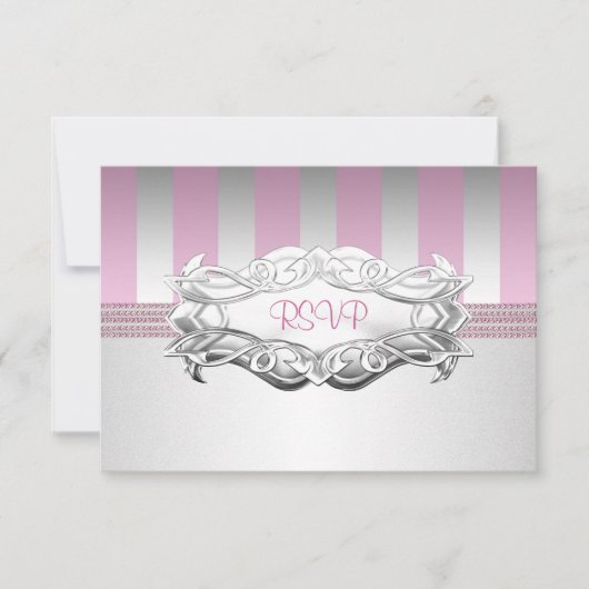 RSVP Elegant Wit Roze Streep Parel Verjaardag 2 (Voorkant)