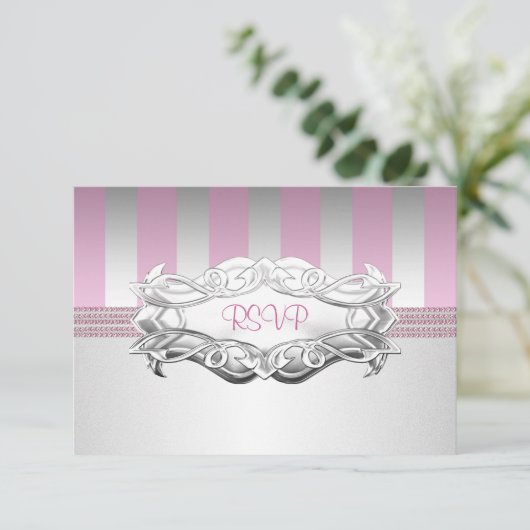 RSVP Elegant Wit Roze Streep Parel Verjaardag 2 (Staand voorkant)