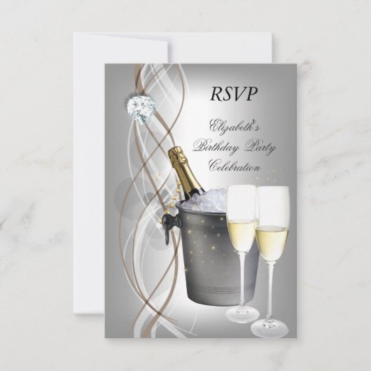 RSVP Elegant Zilver Gouden Champagne Verjaardagsfe (Voorkant)