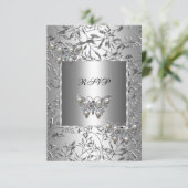 RSVP Elegant Zilveren Bloemen Vlinderjuweel (Staand voorkant)