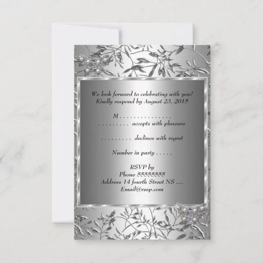 RSVP Elegant Zilveren Bloemen Vlinderjuweel (Achterkant)