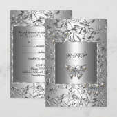 RSVP Elegant Zilveren Bloemen Vlinderjuweel (Voorkant / Achterkant)