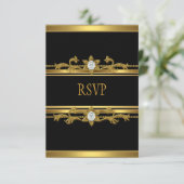 RSVP Elegant Zwart Goud Diamanten Juweel Verjaarda (Staand voorkant)