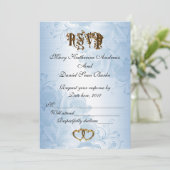 RSVP elegante blauwe satijnen trouwkaart Kaart (Staand voorkant)