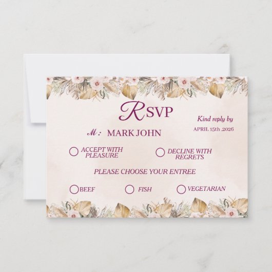 RSVP Elegante Bloem Gouden Bruiloft (Voorkant)
