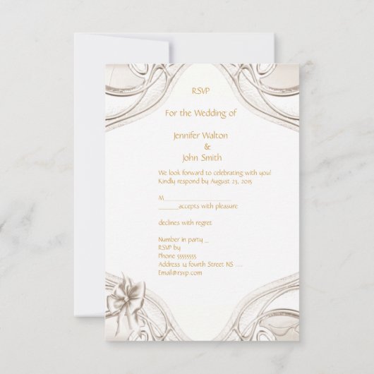 RSVP Elegante Huwelijk Witte Crème Zwanen Set (Achterkant)