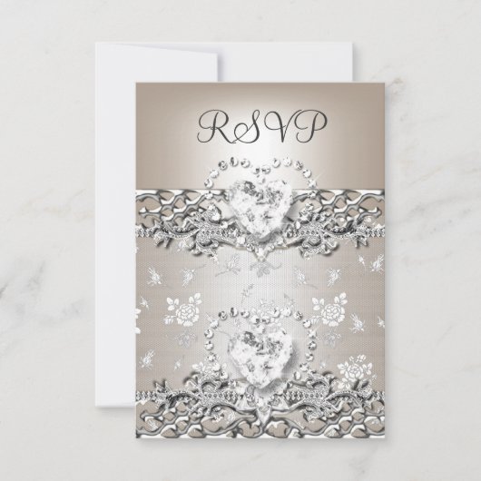 RSVP Elegante Huwelijk Zilveren Crème Diamanten Ha (Voorkant)