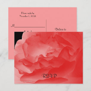 RSVP, Elegante Koraal Roze Rose Bloemen Uitnodiging Briefkaart