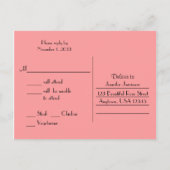 RSVP, Elegante Koraal Roze Rose Bloemen Uitnodiging Briefkaart (Achterkant)