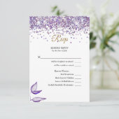 RSVP Elegante Paarse Glitter en Bladerwerk (Staand voorkant)