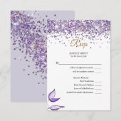 RSVP Elegante Paarse Glitter en Bladerwerk (Voorkant / Achterkant)