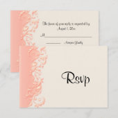 RSVP Elegante Perzik Bloemenswirl Kaartje (Voorkant / Achterkant)