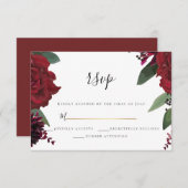 RSVP  |  Elegante rijke bordeauxrode Marsala bloem (Voorkant / Achterkant)