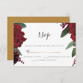 RSVP  |  Elegante rijke bordeauxrode Marsala bloem (Voorkant / Achterkant)