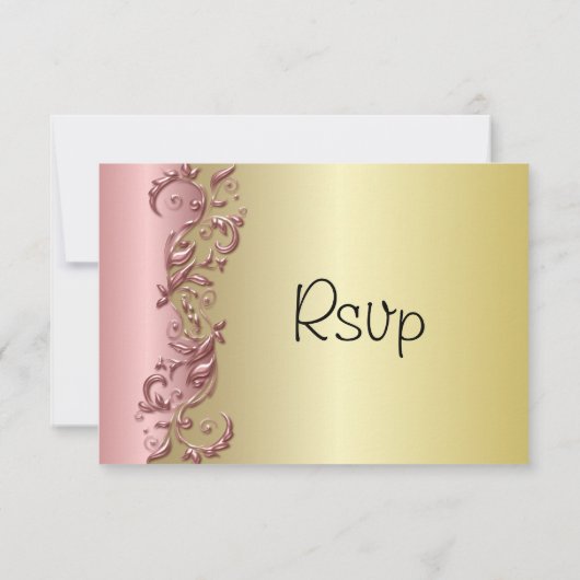RSVP Elegante Roze Mauve & Goud Florida bruiloft (Achterkant)