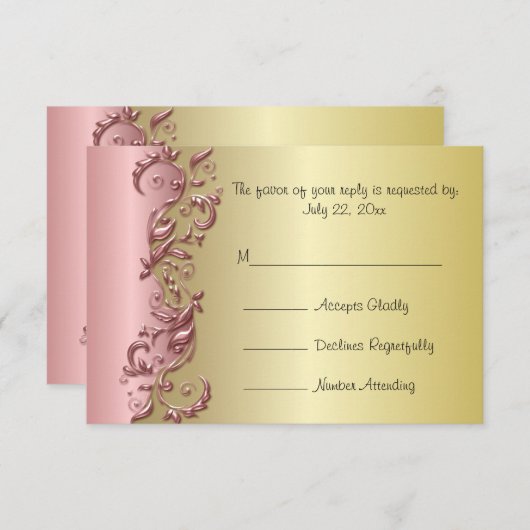 RSVP Elegante Roze Mauve & Goud Florida bruiloft (Voorkant / Achterkant)