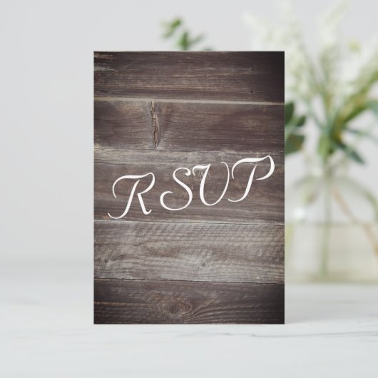 RSVP Elegante Rustieke Hout textuur (Staand voorkant)