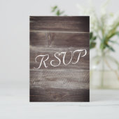 RSVP Elegante Rustieke Hout textuur Kaartje (Staand voorkant)