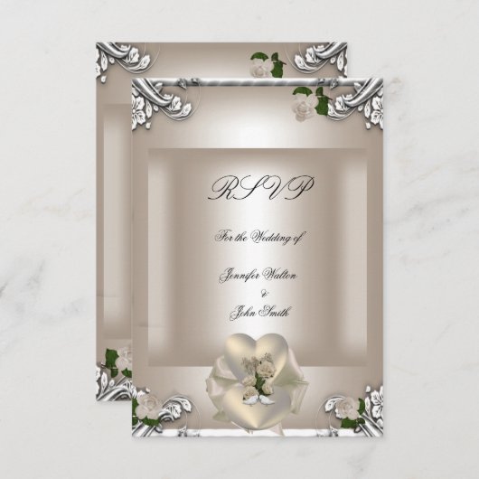RSVP Elegante Trouw Cream Roos Zilver Wit (Voorkant / Achterkant)