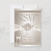RSVP Elegante Trouw Damask Crème Witte Champagne (Voorkant)