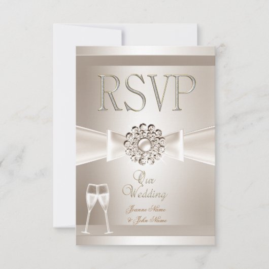 RSVP Elegante Trouw Damask Crème Witte Champagne (Voorkant)