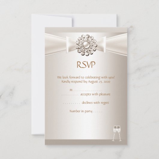 RSVP Elegante Trouw Damask Crème Witte Champagne (Achterkant)