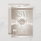 RSVP Elegante Trouw Damask Crème Witte Champagne (Voorkant / Achterkant)