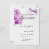 RSVP Elegante Trouw Witte Paarse Rozen Duif Bellen (Achterkant)