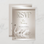 RSVP Elegante Trouw Zwanen Damast Crème Wit (Voorkant / Achterkant)
