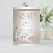 RSVP Elegante Trouw Zwanen Damast Crème Wit (Staand voorkant)