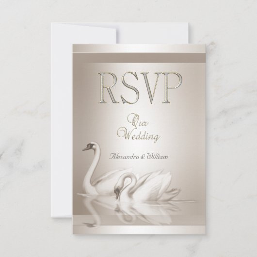 RSVP Elegante Trouw Zwanen Damast Crème Wit (Voorkant)