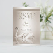 RSVP Elegante Trouw Zwanen Damast Crème Wit (Staand voorkant)