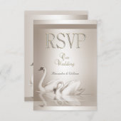 RSVP Elegante Trouw Zwanen Damast Crème Wit (Voorkant / Achterkant)