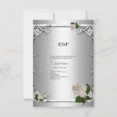 RSVP Elegante Trouwdag Roos Zilver Wit Kaart (Achterkant)