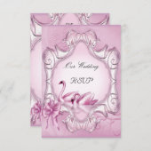 RSVP Elegante Trouwdag Roze Zwanen Hart (Voorkant / Achterkant)