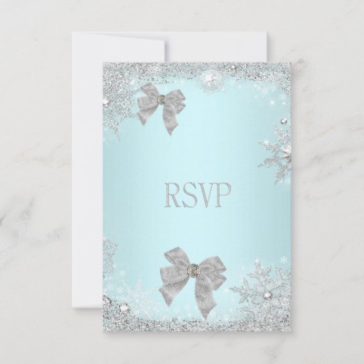 RSVP Elegante Trouwfeest Teal Glitters Zilver Wit (Voorkant)