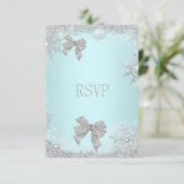 RSVP Elegante Trouwfeest Teal Glitters Zilver Wit (Staand voorkant)