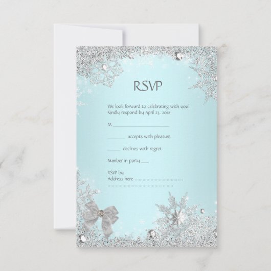 RSVP Elegante Trouwfeest Teal Glitters Zilver Wit (Achterkant)