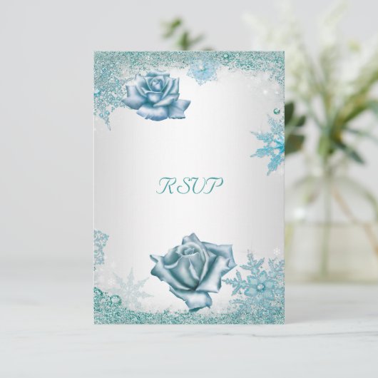 RSVP Elegante Trouwglitter Blauwgroen Blauw Wit Ro (Staand voorkant)
