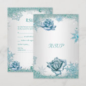 RSVP Elegante Trouwglitter Blauwgroen Blauw Wit Ro (Voorkant / Achterkant)