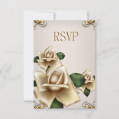RSVP Elegante Trouwgoud Crème Beige Rozen Kaart (Voorkant)