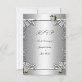 RSVP Elegante Trouwroos Zilver Wit Kaart (Voorkant)