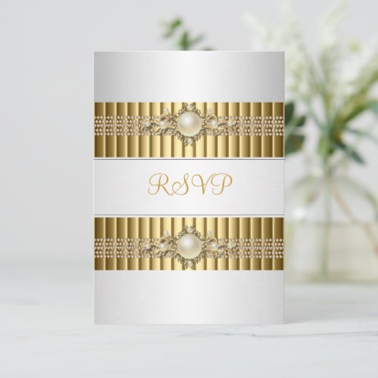 RSVP Elegante Witte Parel Gouden ketting 30ste Ver (Staand voorkant)