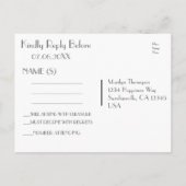 RSVP Elegante Zilveren Faux Glitter Uitnodiging Briefkaart (Achterkant)